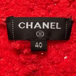 Chanel Red CC Intarsia Teddy Knit Jumper M
