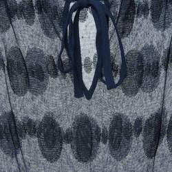 Pre Owned Chanel Navy Blue Polka Dots Knit Short Dress S