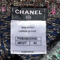 Chanel Multicolor Lurex Wool Knit Byzance Midi Dress L
