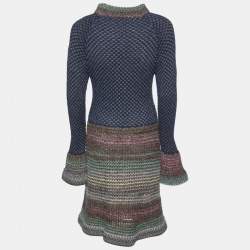 Chanel Multicolor Lurex Wool Knit Byzance Midi Dress L