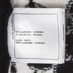 Pre Owned Chanel Black/White Bird Intarsia  Cashmere Cardigan M
