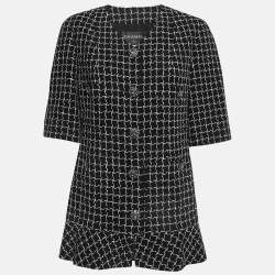 Chanel Black Check Lurex Tweed Short Sleeve  Jacket M