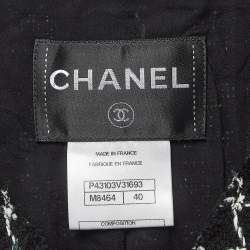 Chanel Black Check Lurex Tweed Short Sleeve  Jacket M