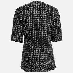 Chanel Black Check Lurex Tweed Short Sleeve  Jacket M