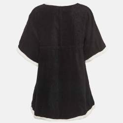مملوكة مسبقًا  Chanel Black Terry Coco Beach Mini Cover-Up Dress S 