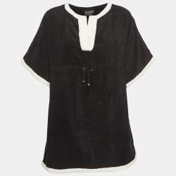  Chanel Black Terry Coco Beach Mini Cover-Up Dress S 