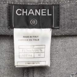 Chanel Grey CC Embellished Denim Flared Jeans L Waist 32"