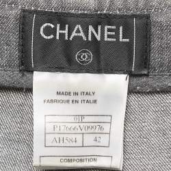 Chanel Grey CC Embellished Denim Flared Jeans L Waist 32"