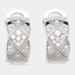 Chanel Coco Crush Diamond 18K White Gold Hoop Earrings
