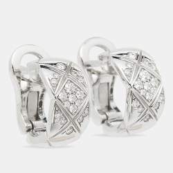 Chanel Coco Crush Diamond 18K White Gold Hoop Earrings