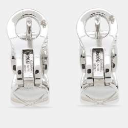 Chanel Coco Crush Diamond 18K White Gold Hoop Earrings