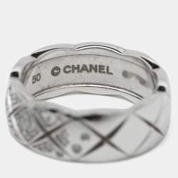 Pre Owned Chanel Coco Crush Diamond 18K White Gold Band Ring 50