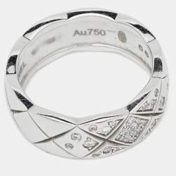Pre Owned Chanel Coco Crush Diamond 18K White Gold Band Ring 50