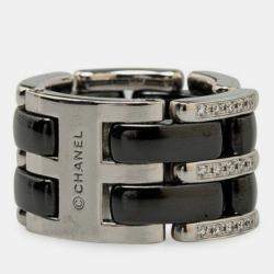 Chanel 18K White Gold Ceramic Ultra Ring #48