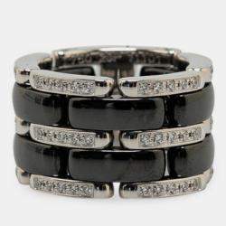 Chanel 18K White Gold Ceramic Ultra Ring #48