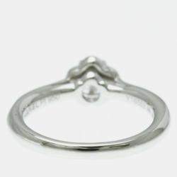 Chanel Silver Platinum Diamond Camellia Half Eternity Ring Carat/0.3