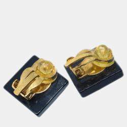 Chanel Black Square Clip-On Earrings