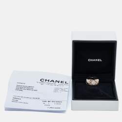 Chanel Coco Crush Diamond 18k Rose Gold Ring Size 56