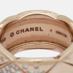 Chanel Coco Crush Diamond 18k Rose Gold Ring Size 56