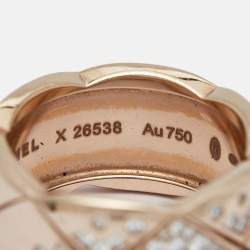 Chanel Coco Crush Diamond 18k Rose Gold Ring Size 56