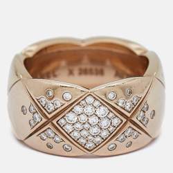 Chanel Coco Crush Diamond 18k Rose Gold Ring Size 56