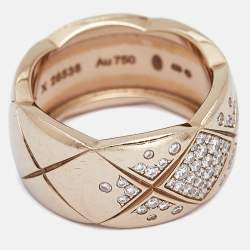 Chanel Coco Crush Diamond 18k Rose Gold Ring Size 56