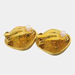 Chanel Gold Rhombus Clip-On Earrings 