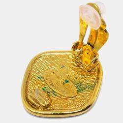 Chanel Gold Rhombus Clip-On Earrings 