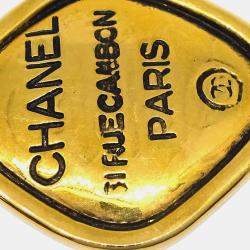 Chanel Gold Rhombus Clip-On Earrings 