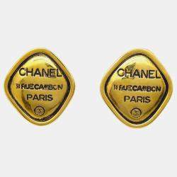Chanel Gold Rhombus Clip-On Earrings 