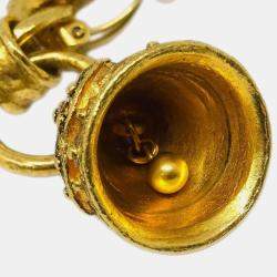 Chanel Gripoix Bell Dangle Earrings Clip-On