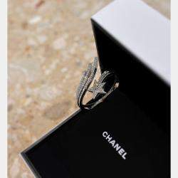 Chanel Platinum Full Diamond Comet Bracelet Size S 