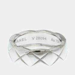 Chanel 18K White Gold Coco Crush Band Ring EU 51