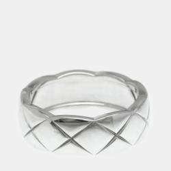 Pre Owned Chanel 18K White Gold Diamond Medium Coco Crush Ring 52