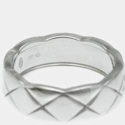 Pre Owned Chanel 18K White Gold Diamond Medium Coco Crush Ring 52