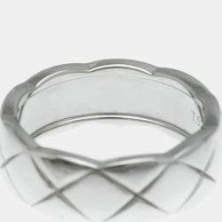 Pre Owned Chanel 18K White Gold Diamond Medium Coco Crush Ring 52