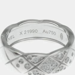 Pre Owned Chanel 18K White Gold Diamond Medium Coco Crush Ring 52
