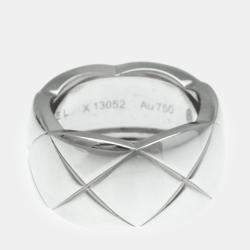 Chanel 18k White Gold Large Coco Crush Band Ring EU 51