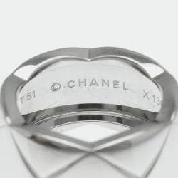 Chanel 18k White Gold Large Coco Crush Band Ring EU 51