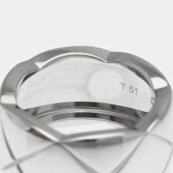 Chanel 18k White Gold Large Coco Crush Band Ring EU 51