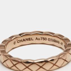 Chanel Coco Crush Quilted Motif 18k Rose Gold Mini Band Ring Size 47