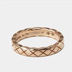 Chanel Coco Crush Quilted Motif 18k Rose Gold Mini Band Ring Size 47