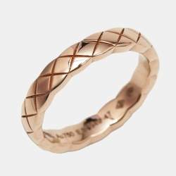 Chanel Coco Crush Quilted Motif 18k Rose Gold Mini Band Ring Size 47