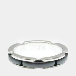 Chanel Ultra Collection Ceramic White Gold 18K Fashion No Stone Band Ring Black White