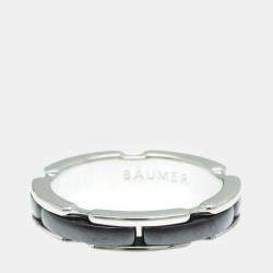 Chanel Ultra Collection Ceramic White Gold 18K Fashion No Stone Band Ring Black White