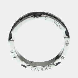 Chanel Ultra Collection Ceramic White Gold 18K Fashion No Stone Band Ring Black White
