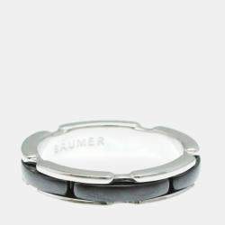 Chanel Ultra Collection Ceramic White Gold 18K Fashion No Stone Band Ring Black White