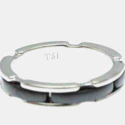 Chanel Ultra Collection Ceramic White Gold 18K Fashion No Stone Band Ring Black White