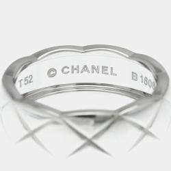 Chanel Coco Crush Ring Medium Size White Gold 18K Fashion No Stone Band Ring Silver