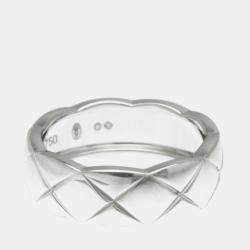 Chanel Coco Crush Ring Medium Size White Gold 18K Fashion No Stone Band Ring Silver